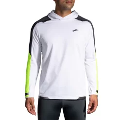 Brooks Men's Run Visible Thermal Hoodie - White/Asphalt/Nightlife (211411134)