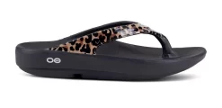Oofos Women's OOlala Limited Sandal - Black/Leopard (1403)